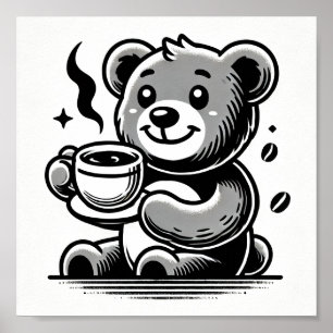 Affiche Heureux avec le café