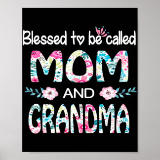 Affiche Heureux D'Être Appelé Maman Et Grand-Mère Floral C