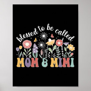 Affiche Heureux D'Être Appelé Maman Et Mimi Fleurs Mignonn