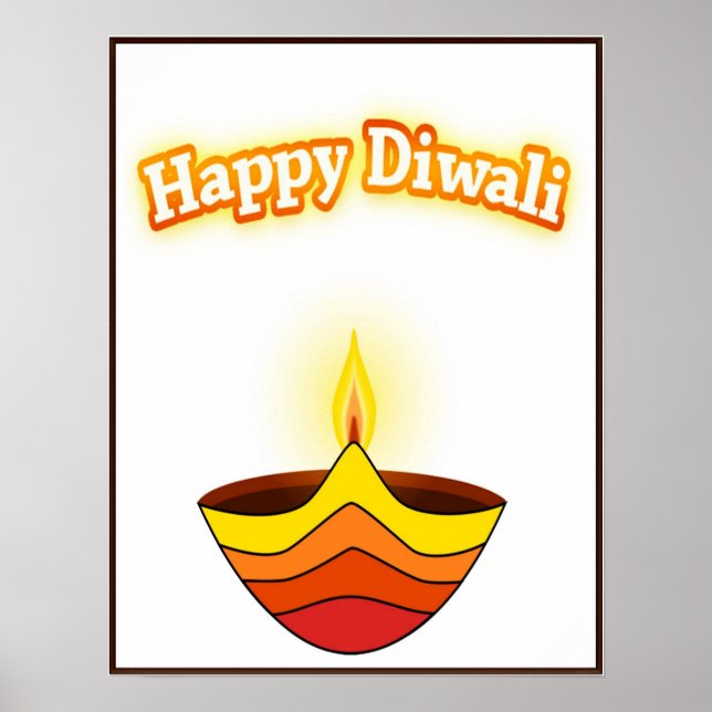 Affiche Heureux Diwali et Diya Lamp (Devant)