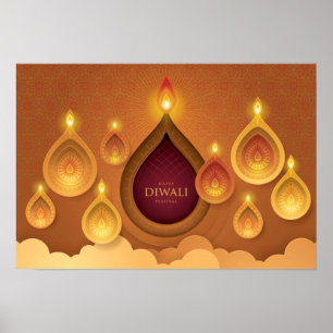 Affiche Heureux Diwali Papercut Deepas