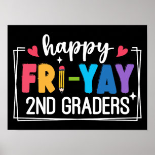 Affiche Heureux Fri-Yay 2nd Graders Drôle enseignant étudi