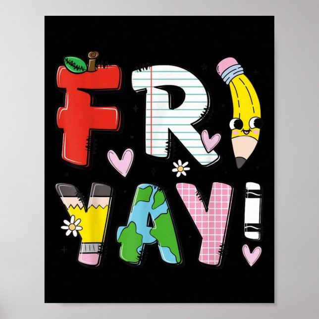 Affiche Heureux Fri-yay Funny Fri Yay Professeur Étudiant  (Devant)