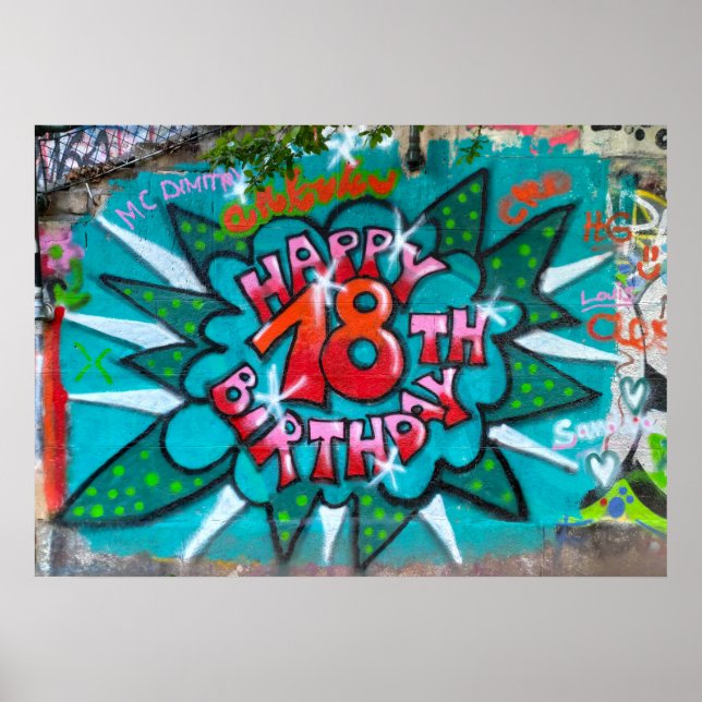 Affiche Heureux Graffiti du 18ème anniversaire (Devant)