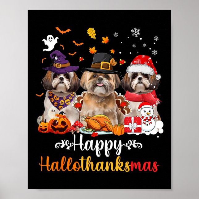 Affiche Heureux Hallothanksmas Chih Tzu Chien Halloween Ch (Devant)