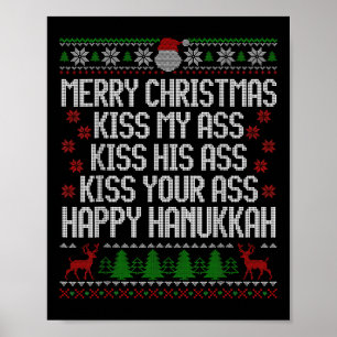Affiche Heureux Hanoukka Embrasse Mon Joyeux Noël