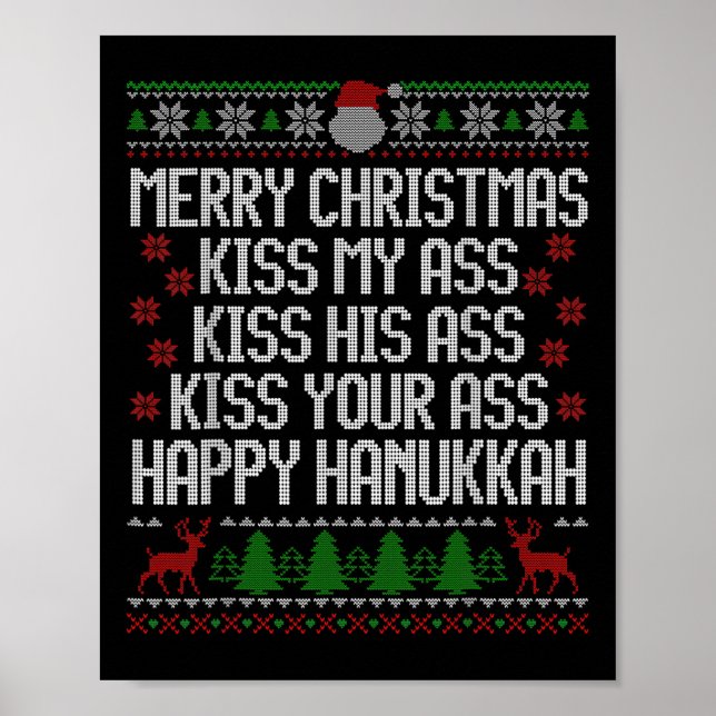 Affiche Heureux Hanoukka Embrasse Mon Joyeux Noël (Devant)