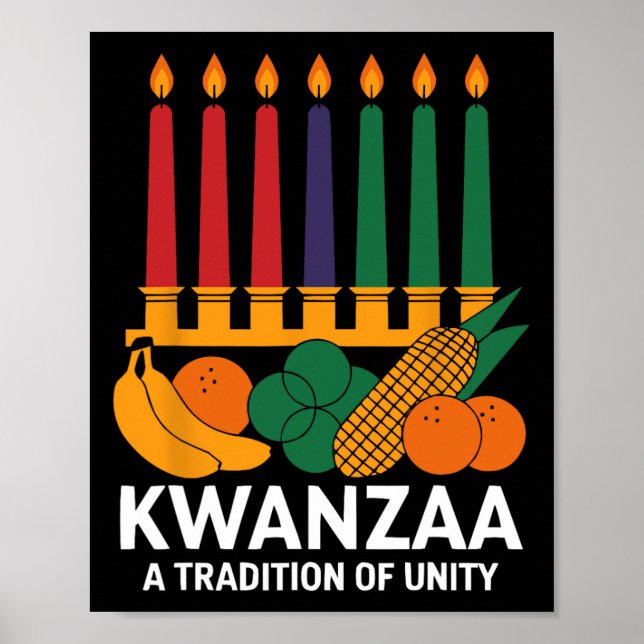 Affiche Heureux Kwanzaa bougies Afrique Fête Afrique Améri (Devant)