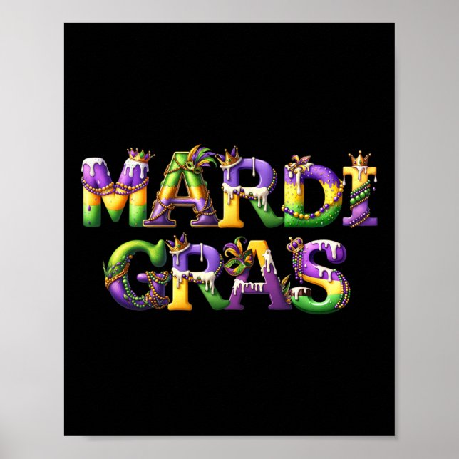 Affiche Heureux Mardi Gras 2025 New Orleans Fleur De Lis M (Devant)