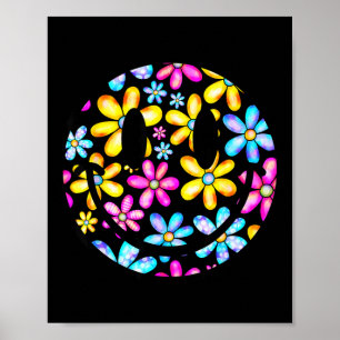 Affiche Heureux Visage Souriant Fleur de Daisy Rétro Color