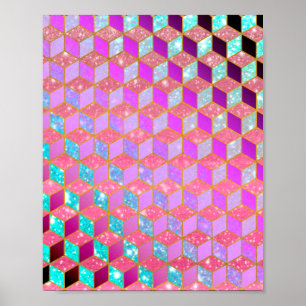 Affiche Hexagon en forme de diamant doré en Pastel