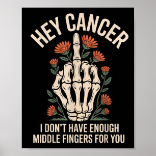 Affiche Hey Cancer Je n'ai pas assez de doigts moyens pour