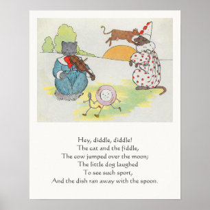Affiche Hey Diddle Diddle The Cat and Fiddle Rhyme