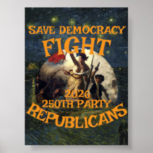 Affiche HG CBP 250ÈME ANNIVERSAIRE DRApeau ÉTATS-UNIS AMÉR