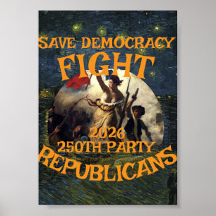 Affiche HG CBP 250ÈME ANNIVERSAIRE DRApeau ÉTATS-UNIS AMÉR