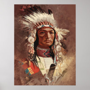 Affiche Hiawatha Portrait en chef des Indiens d'Amérique