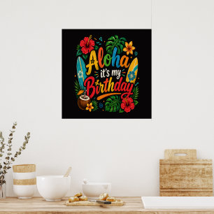 Affiche Hibiscus Aloha Anniversaire Hawaï