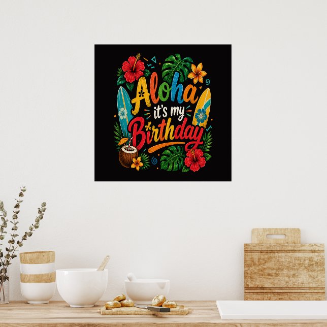 Affiche Hibiscus Aloha Anniversaire Hawaï (Cuisine)