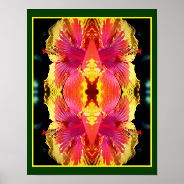 Affiche Hibiscus coloré Fleur Fermer Abstrait (Devant)