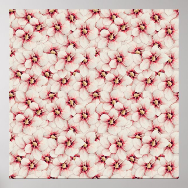Affiche Hibiscus fleurs sans couture motif (Devant)