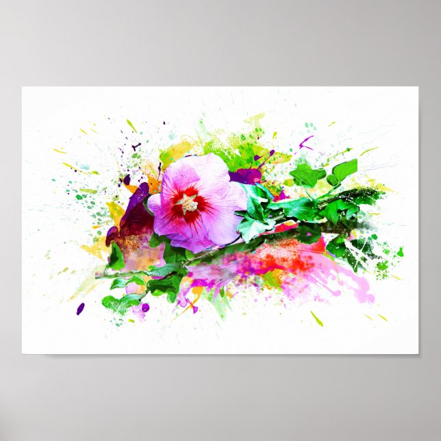Affiche Hibiscus Flower, hibiscus fleur, Watercolor (Devant)