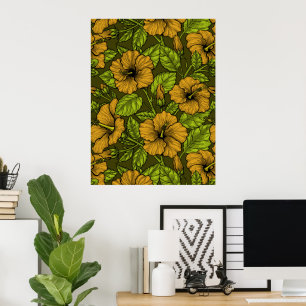 Affiche hibiscus jaune