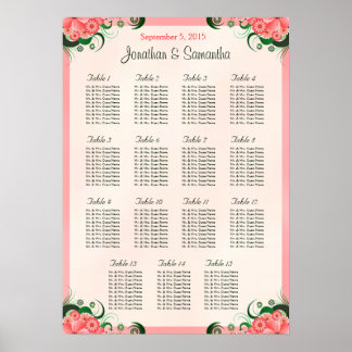 Affiche Hibiscus rose 15 Tables Mariages Cartes de sièges