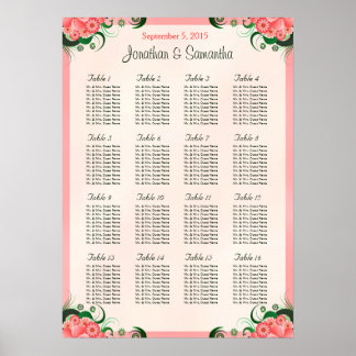 Affiche Hibiscus rose 16 Tables Mariages Cartes de sièges