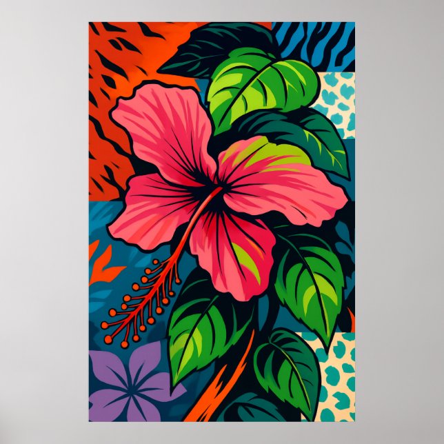 Affiche Hibiscus rose tropical (Devant)