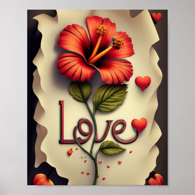 Affiche Hibiscus rouge (Devant)