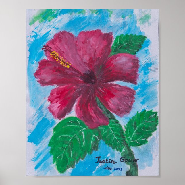 Affiche hibiscus rouge (Devant)