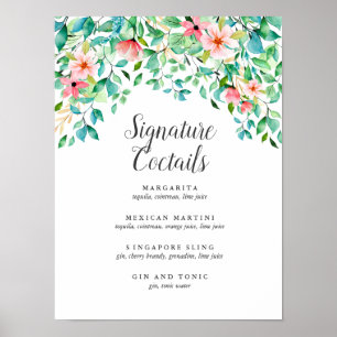 Affiche Hibiscus tropical Signature Menu Cocktail Signe