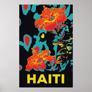 Affiche Hibiscus typique des caraïbes d'Haïti