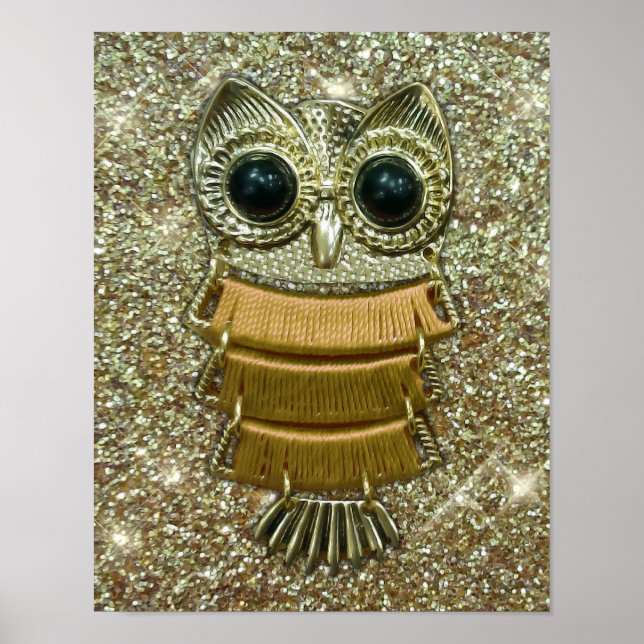 Affiche Hibou bijou en or (Devant)