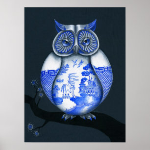 Affiche Hibou bleu de saule
