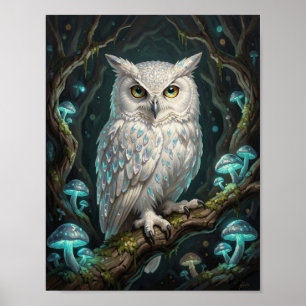 Affiche Hibou cristallin ancien dans une grotte magique