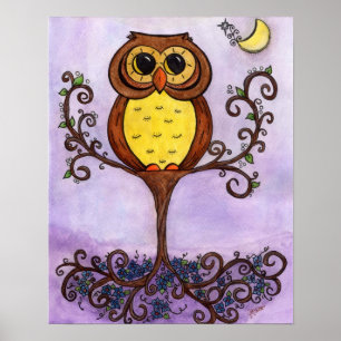 Affiche Hibou dans un arbre