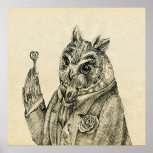 Affiche Hibou dans une costume-Prise cette clé