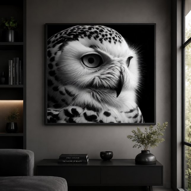 Affiche Hibou des neiges monochrome (Créateur téléchargé)