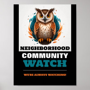 Affiche Hibou Design, alerte de la communauté de voisinage