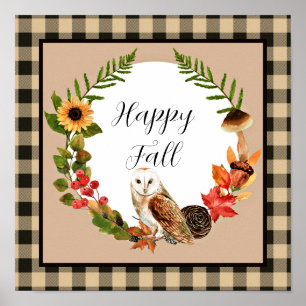 Affiche Hibou et nature avec texte personnalisable