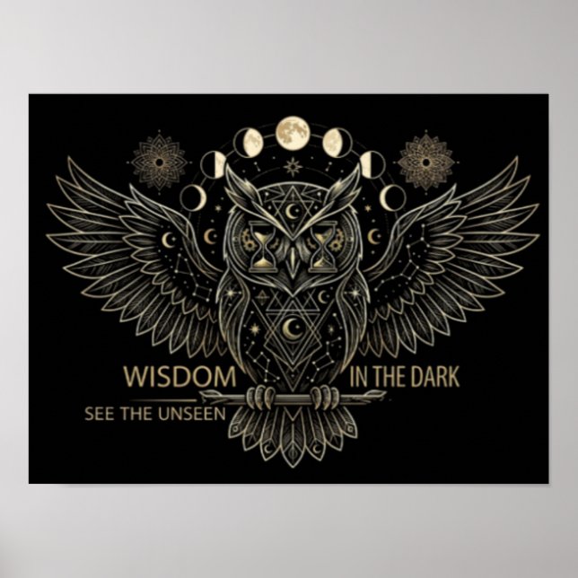 Affiche Hibou Géométrique de Nuit  (Devant)