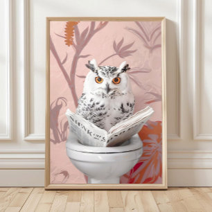 Affiche Hibou lisant sur les toilettes Impression, Impre
