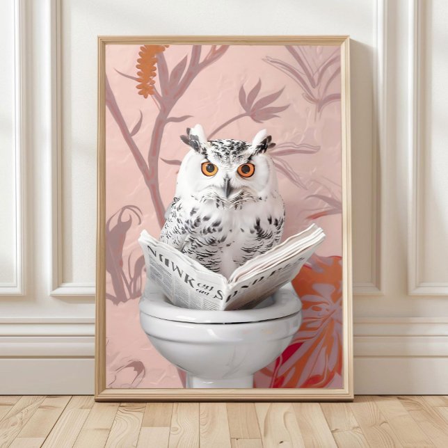 Affiche Hibou lisant sur les toilettes  Impression,  Impre (Créateur téléchargé)