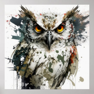 Affiche Hibou Portrait animal Peinture de la faune Forêt f
