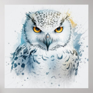 Affiche Hibou Portrait Animal Peinture Faune Extérieur Art