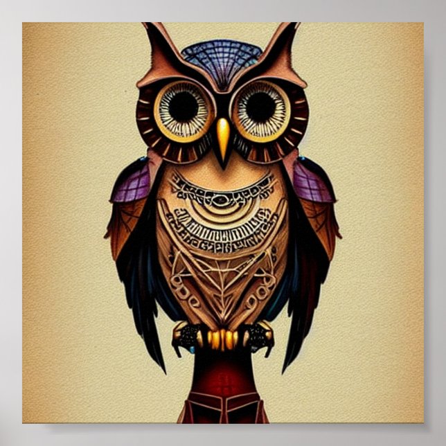 Affiche Hibou steampunk (Devant)