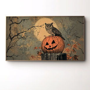 Affiche Hibou Vintage sur Citrouille de Halloween