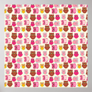 Affiche Hiboux mignons