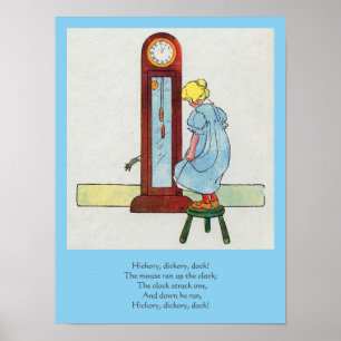 Affiche Hickory, Dickory, Dock Mother Goose Nursery Rhyme